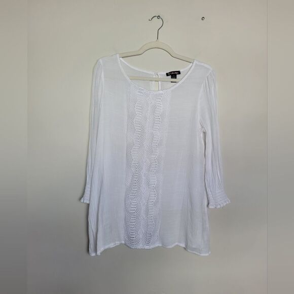 BYDesign White Crochet Blouse Lace Cottage Fairy Peasant Indie Bohemian Medium - Picture 5 of 11